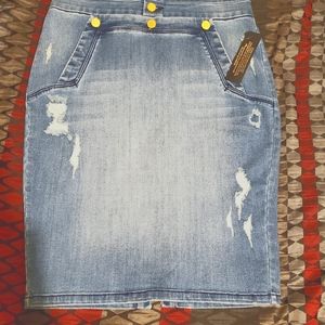 bebe blue denim pencil skirt size 30